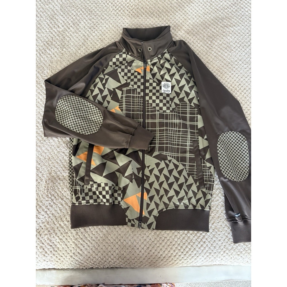 Live Mechanics Graphic Tan Multicolor Cotton Full Zip Hooded Jacket Men's 2XL